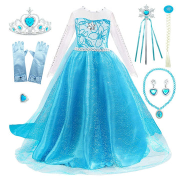 Anime Frozen Elsa Vestido Halloween Carnaval Cosplay Disfraz para Niños